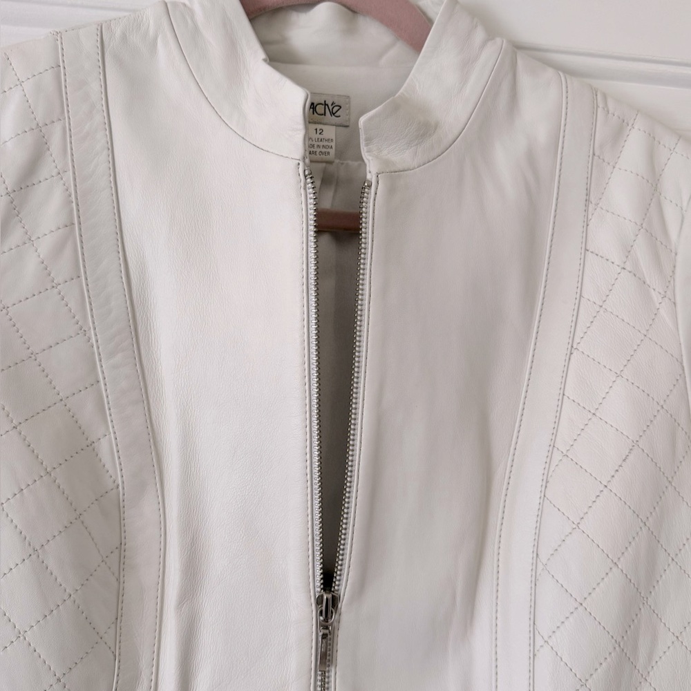 Cache White Leather Jacket - Picture 3 of 9
